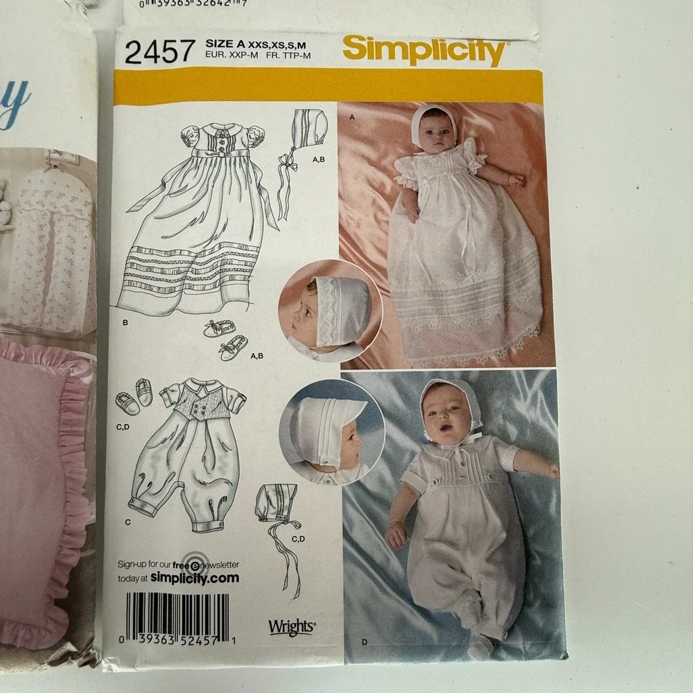 4 LOT! Simplicity 9140~2457-2673-2385‎ Baby Blankets Clothing Pillow Bib
